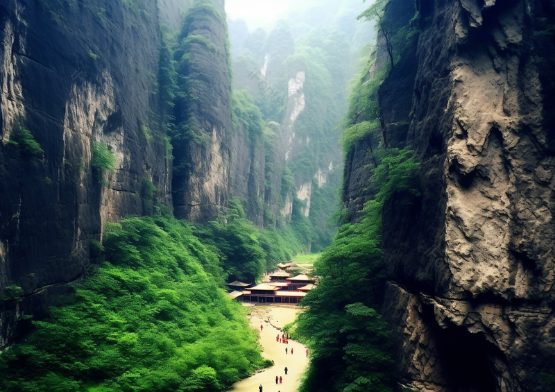 大山中的建筑摄影真实旅游的人,高清,摄影图,摄影图片,图片大全,摄影图免费下载